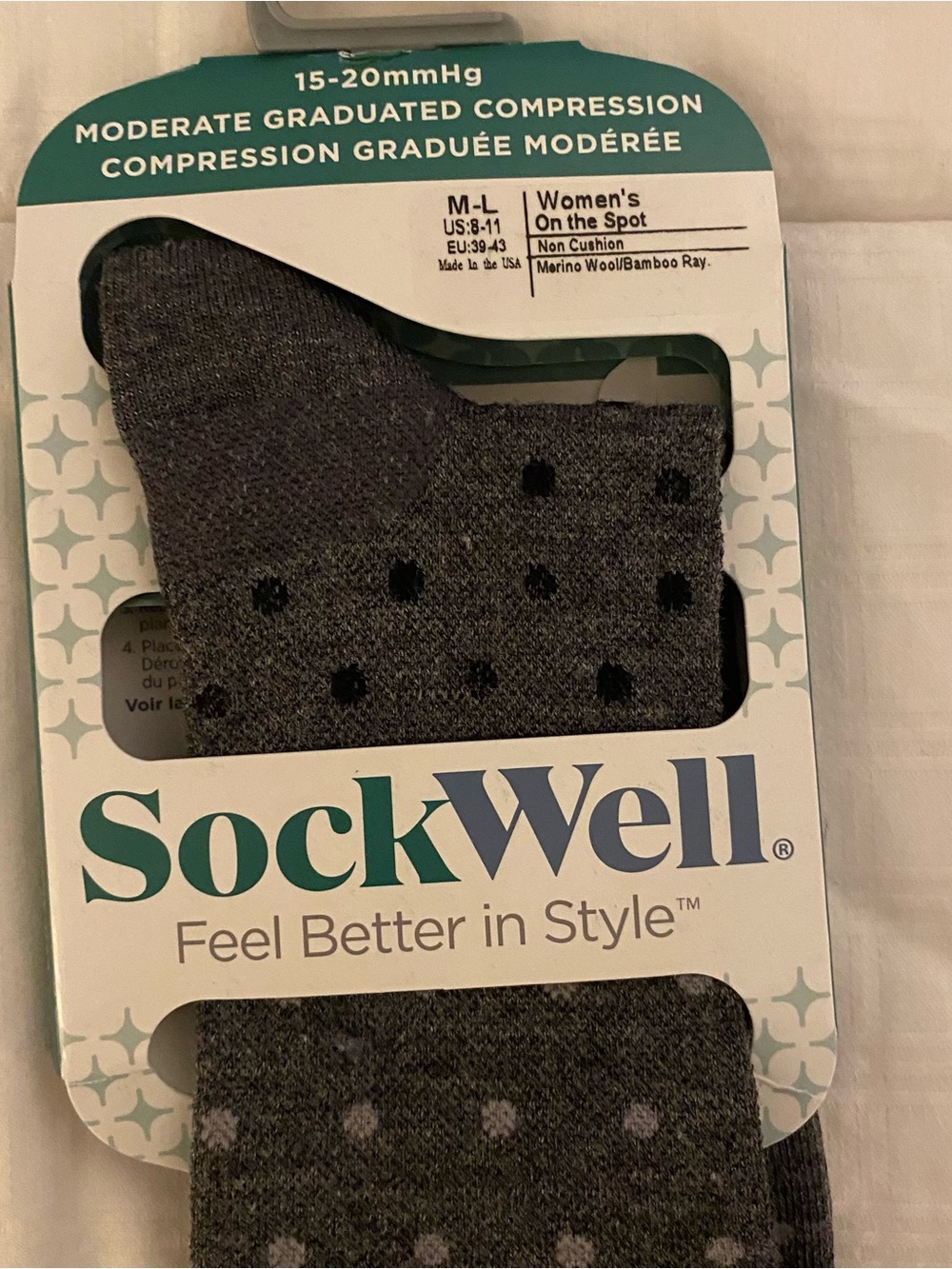 Sockwell Compression Socks Womens M/L (8-11) On the Spot Moderate Graduated Gray